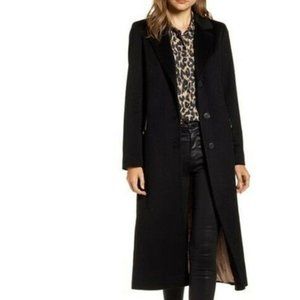 Like New Black Fleurette Cashmere-Wool Coat